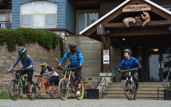 a group of people on their bikes at Bear Lodge